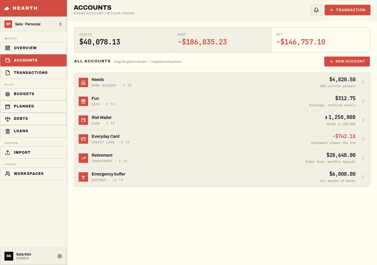 Budgie Fam Multi-Account Balances screen